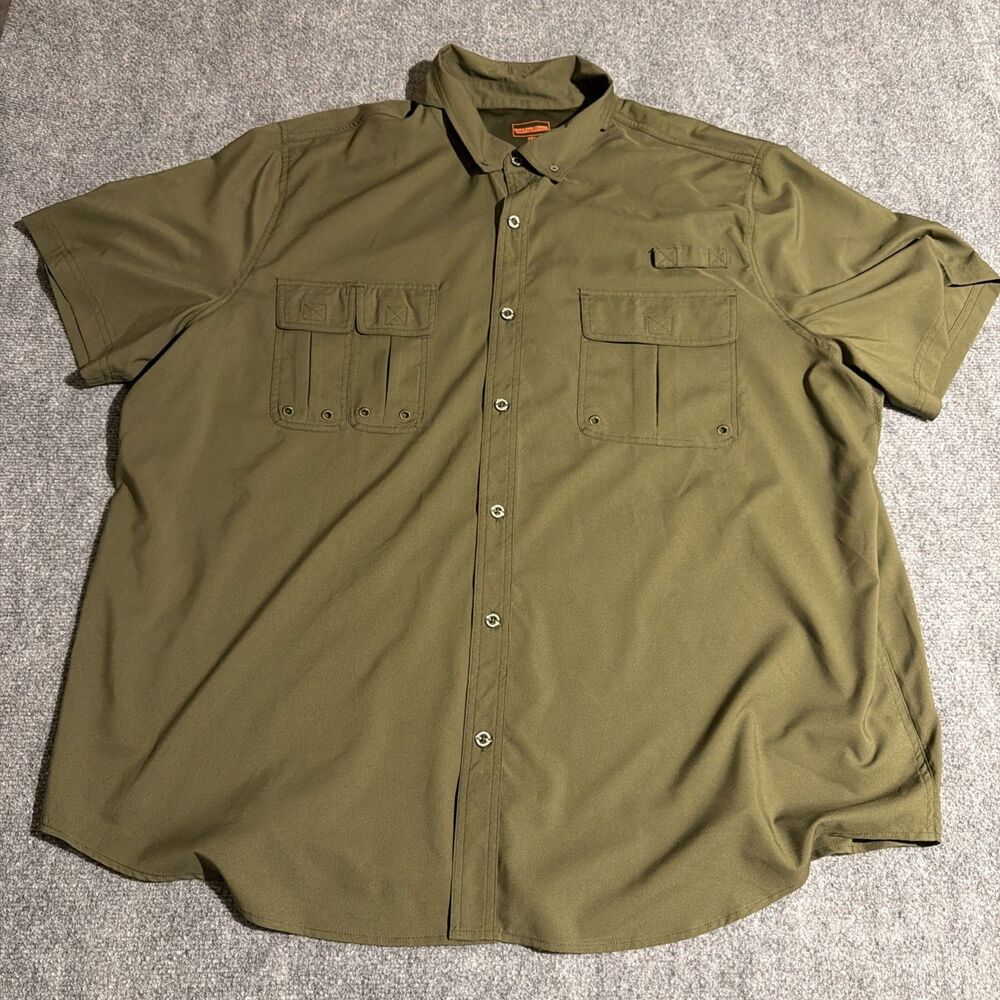 Boulder Creek Fishing Shirt Mens 3XL Big Green Vented Short Sleeve Pockets